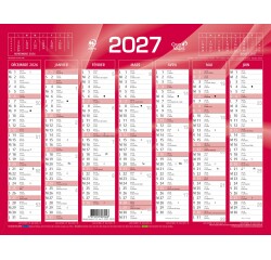 Quo Vadis - Calendrier mural - 2027 - Français - Classic - Rouge - 14 mois de décembre à janvier - 27x21 cm - par 10