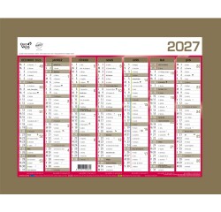 Quo Vadis - Calendrier mural - 2027 - Français - Classic - Jaune - 14 mois de décembre à janvier - 27x21 cm