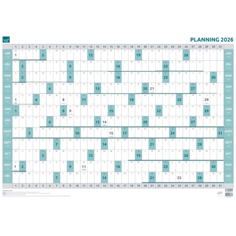 Quo Vadis - Calendrier mural - 2026 - Français - Classic - 12 mois de janv à déc. - 90x63 cm
