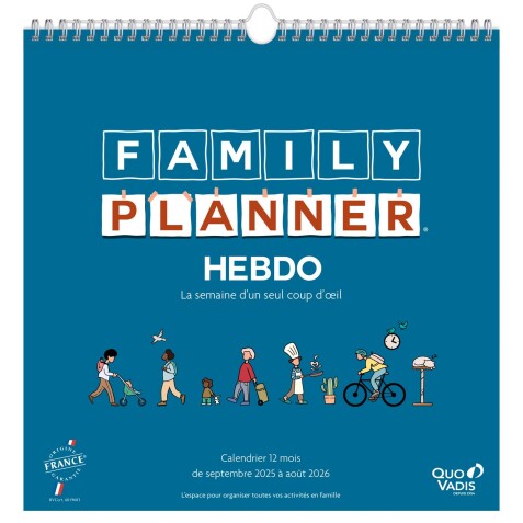 Quo Vadis - Calendrier familial à feuillets - Spiralé - 2025-2026 - Français - Family Planner - 12 mois de septembre à août - 30x30 cm - par 5