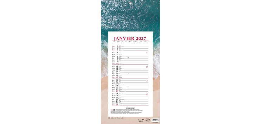 Quo Vadis - Bloc mensuel - 2027 - Français - Fantaisie - Evasion - 12 mois de janvier à décembre - 16x33,5 cm
