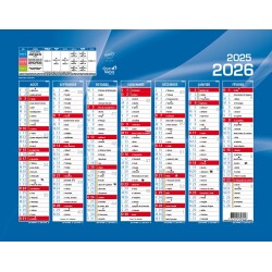 Quo Vadis - Calendrier mural - 2025-2026 - Français - Classic - Bleu - 14 mois de août à septembre - 27x21 cm - par 10