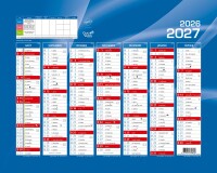 Quo Vadis - Calendrier mural - 2026-2027 - Français - Classic - Bleu - 14 mois de août à septembre - 27x21 cm - par 10