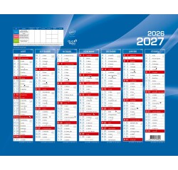 Quo Vadis - Calendrier mural - 2026-2027 - Français - Classic - Bleu - 14 mois de août à septembre - 27x21 cm - par 10