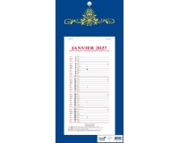 Quo Vadis - Bloc mensuel - 2027 - Français - Skytos - Bleu - 12 mois de janvier à décembre - 16x33,5 cm