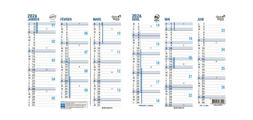 Quo Vadis - Calendrier origami - 2026 - Français - Classic - 12 mois de janv à déc. - 26x13 cm - par 10