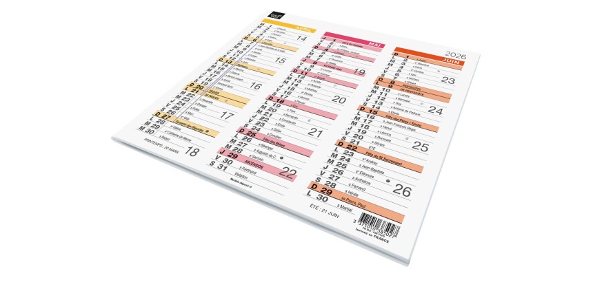 Quo Vadis - Calendrier origami - 2026 - Français - Arc en ciel - Multicolore - 12 mois de janv à déc. - 36x18 cm - par 10