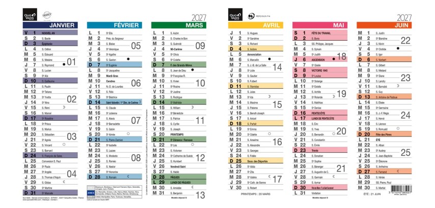 Quo Vadis - Calendrier origami - 2027 - Français - Arc en ciel - Arc-en-ciel - 12 mois de janvier à décembre - 36x18 cm - par 10