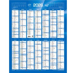 Quo Vadis - Calendrier mural - 2026 - Français - Classic - Bleu - 14 mois de décembre à janvier - 43x55 cm - par 10