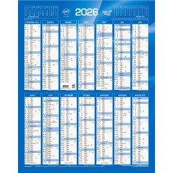 Quo Vadis - Calendrier mural - 2026 - Français - Classic - Bleu - 14 mois de décembre à janvier - 43x55 cm - par 10