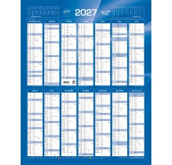 Quo Vadis - Calendrier mural - 2027 - Français - Classic - Bleu - 14 mois de décembre à janvier - 40,5x55 cm - par 10