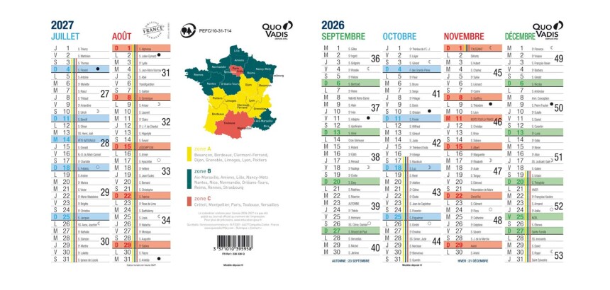 Quo Vadis - Calendrier origami - 2026-2027 - Français - Classic - 12 mois de septembre à août - 36x18 cm - par 10