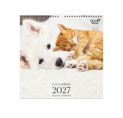 Quo Vadis - Calendrier à feuillets - Spiralé - 2027 - Français - Fantaisie - Animaux - 12 mois de janvier à décembre - 30x30 cm