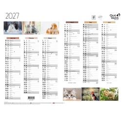 Quo Vadis - Calendrier mural - 2027 - Français - Fantaisie - Animaux - 12 mois de janvier à décembre - 43x33,5 cm - par 10
