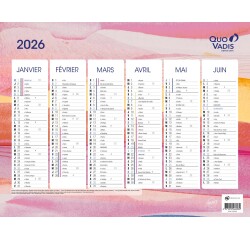Quo Vadis - Calendrier éphéméride - 2026 - Français - Fantaisie - Multicolore - 12 mois de janv à déc. - 27x21 cm - par 10