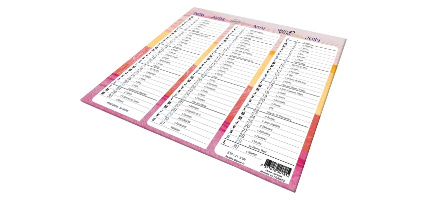 Quo Vadis - Calendrier origami - 2026 - Français - Fantaisie - Multicolore - 12 mois de janv à déc. - 26x13 cm - par 10