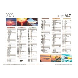 Quo Vadis - Calendrier éphéméride - 2026 - Français - Fantaisie - Multicolore - 12 mois de janv à déc. - 55x40,5 cm - par 10