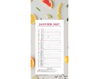 Quo Vadis - Bloc mensuel - 2027 - Français - Fantaisie - Agrumes - 12 mois de janvier à décembre - 16x33,5 cm