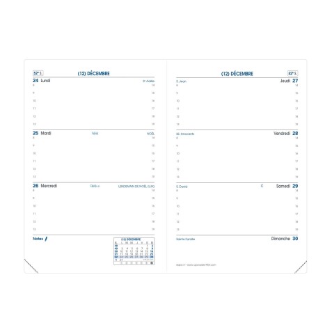 Quo Vadis - Recharge Agenda - 2026 - Sapa X - Semainier Horizontal - Français - 12 mois de janv à déc. - 10x15 cm
