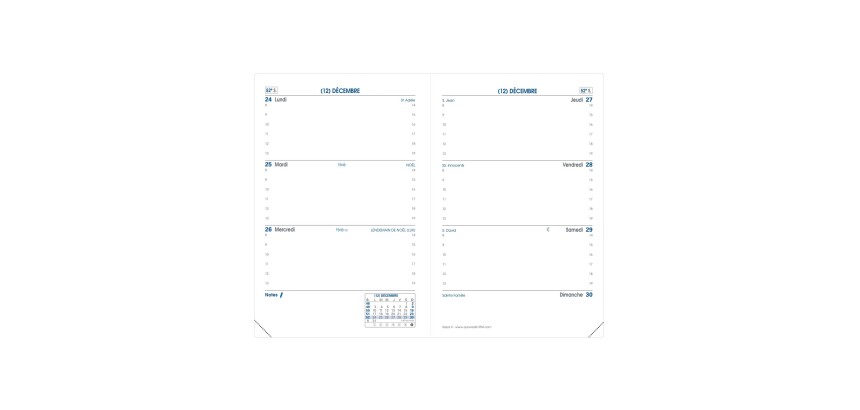 Quo Vadis - Recharge Agenda - 2027 - Sapa X - Semainier Horizontal - Français - 12 mois de janvier à décembre - 10x15 cm