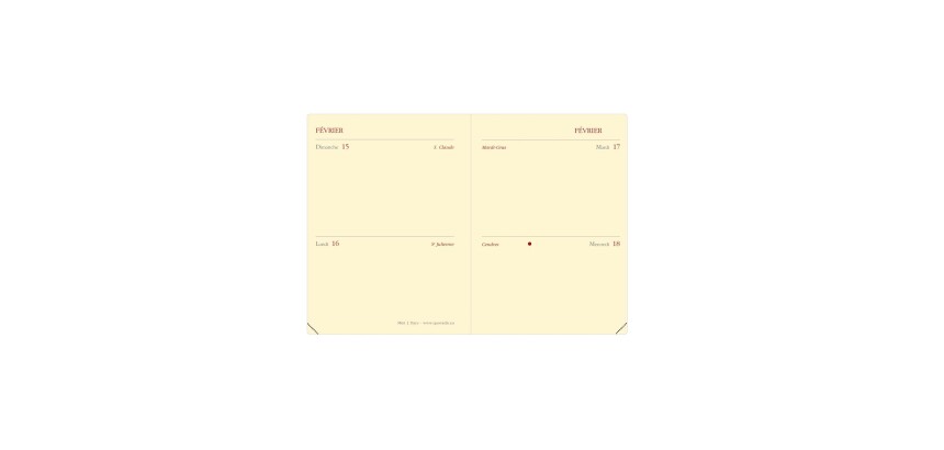 Quo Vadis - Recharge Agenda - 2026 - Mini 2 Days Prestige - 2 jours par page - Français - 12 mois de janv à déc. - 7x10 cm