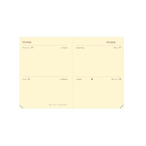 Quo Vadis - Recharge Agenda - 2026 - Mini 2 Days Prestige - 2 jours par page - Français - 12 mois de janv à déc. - 7x10 cm