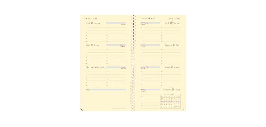 Quo Vadis - Recharge Agenda - Spiralé - 2026 - Planorizon S Prestige - Semainier Horizontal - Français - 12 mois et 1/2 de mi-décembre à décembre - 8,8x17 cm