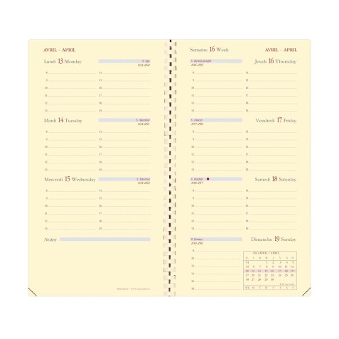 Quo Vadis - Recharge Agenda - Spiralé - 2026 - Planorizon S Prestige - Semainier Horizontal - Français - 12 mois et 1/2 de mi-décembre à décembre - 8,8x17 cm