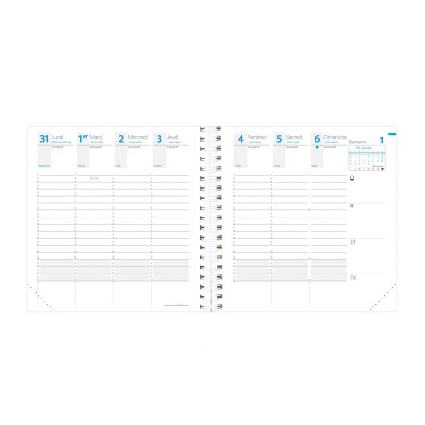 Quo Vadis - Recharge Agenda - Spiralé - 2026 - Time & Life Medium - Semainier Planning - Français - 13 mois de déc. à déc. - 16x16 cm