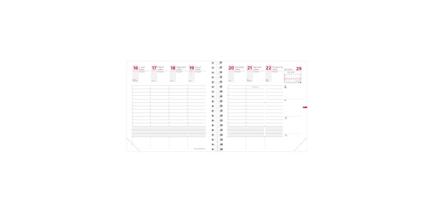 Quo Vadis - Recharge Agenda année scolaire - Spiralé - 2025-2026 - Time & Life Medium - Semainier Planning - Français - 13 mois de août à août - 16x16 cm