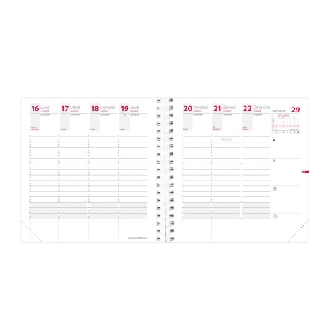 Quo Vadis - Recharge Agenda année scolaire - Spiralé - 2025-2026 - Time & Life Medium - Semainier Planning - Français - 13 mois de août à août - 16x16 cm