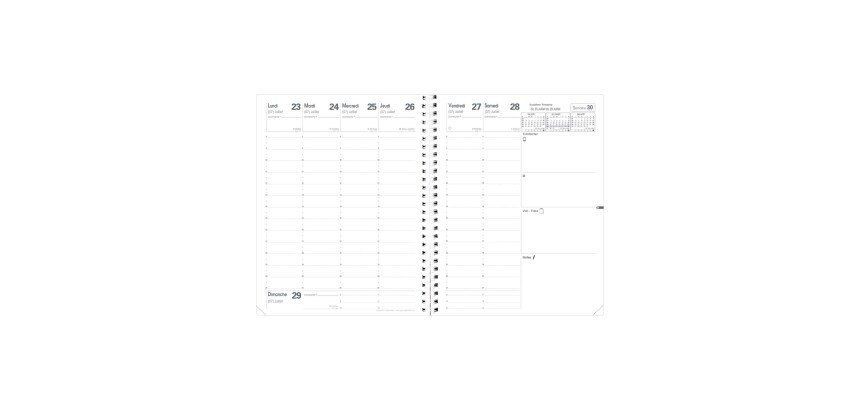 Quo Vadis - Recharge Agenda année scolaire - Spiralé - 2025-2026 - Président S Septembre - Semainier Planning - Français - 13 mois de août à août - 21x27 cm