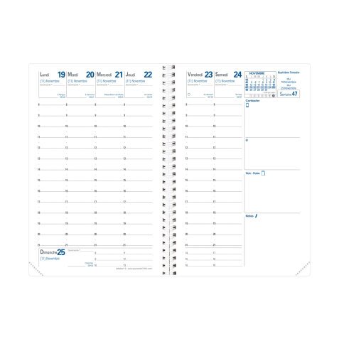 Agenda Semainier Affaires Recharge Quo Vadis - Spiralé - Français - 13 mois de Déc/Déc - 10x15 cm