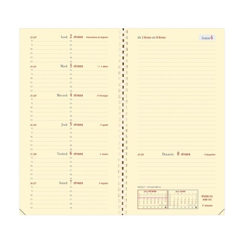 Quo Vadis - Recharge Agenda année scolaire - Spiralé - 2025-2026 - Italsept S Prestige - Semainier Horizontal - Français - 13 mois de août à août - 8,8x17 cm