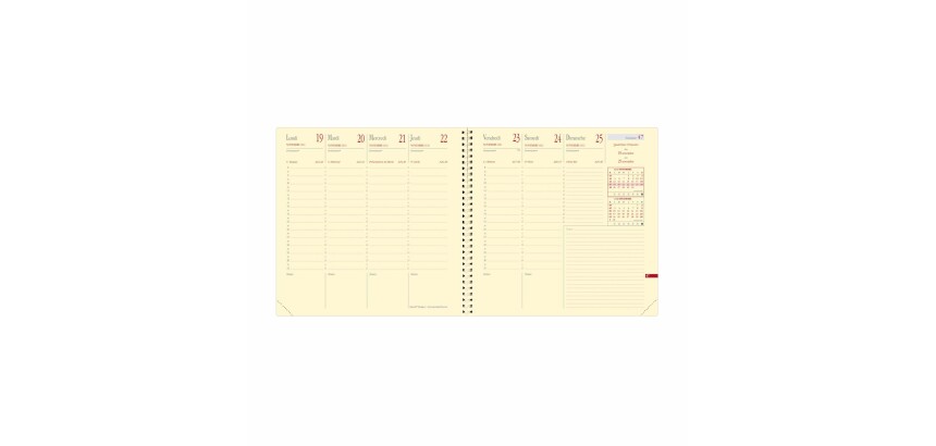 Quo Vadis - Recharge Agenda - Spiralé - 2027 - Exécutif Prestige S - Semainier Planning - Français - 14 mois de décembre à janvier - 16x16 cm Papier Clairefontaine ivoire -