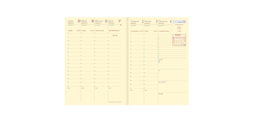 Quo Vadis - Recharge Agenda année scolaire - 2025-2026 - Universitaire Prestige - Semainier Planning - Français - 13 mois de août à août - 10x15 cm