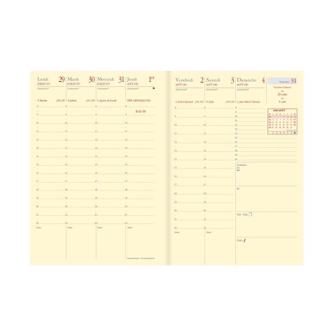 Quo Vadis - Recharge Agenda année scolaire - 2025-2026 - Universitaire Prestige - Semainier Planning - Français - 13 mois de août à août - 10x15 cm