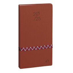 Agenda Semainier Italnote Quo Vadis - Français - Paco - 12 mois et 1/2 de mi-Déc/Déc - 8,8x17 cm avec élastique - Marron