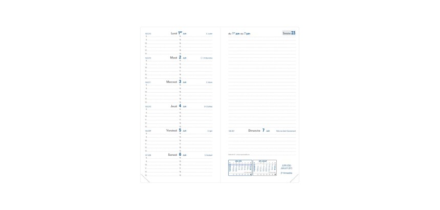 Quo Vadis - Recharge Agenda - 2027 - Italnote B - Semainier Horizontal - Français - 12 mois et 1/2 de mi-décembre à décembre - 8,8x17 cm