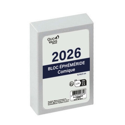 Quo Vadis - Agenda - 2026 - Plaques-Bloc Ephéméride Comique - Journalier - Français - Classic - 12 mois de janv à déc. - 26x18 cm - par 4