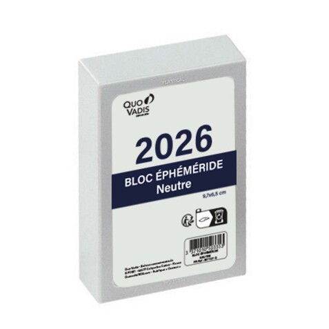 Quo Vadis - Agenda - 2026 - Plaques-Bloc Ephéméride Neutre - Journalier - Français - Classic - 12 mois de janv à déc. - 26x18 cm - par 4