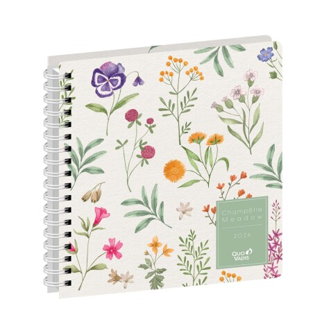 Quo Vadis - Agenda - Spiralé - 2026 - Exécutif S - Semainier Planning - Français - Daisy - Multicolore - 13 mois de déc. à déc. - 16x16 cm
