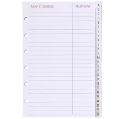 Agenda Moderne - Recharge Répertoire alphabétique - FEUILLES REPERTOIRE A-Z 0914 - 8,7x13,6 cm - tranche dorée