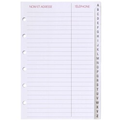 Agenda Moderne - Recharge Répertoire alphabétique - FEUILLES REPERTOIRE A-Z 0914 - 8,7x13,6 cm - tranche dorée