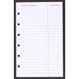 Agenda Moderne - Recharge Organiseur - FEUILLES ADRESSE 0914 - 8,7x13,6 cm - tranche dorée