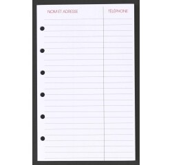 Agenda Moderne - Recharge Organiseur - FEUILLES ADRESSE 0914 - 8,7x13,6 cm - tranche dorée