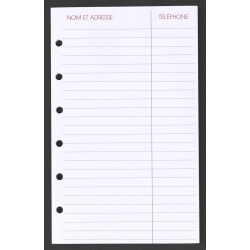 Agenda Moderne - Recharge Organiseur - FEUILLES ADRESSE 0914 - 8,7x13,6 cm - tranche dorée