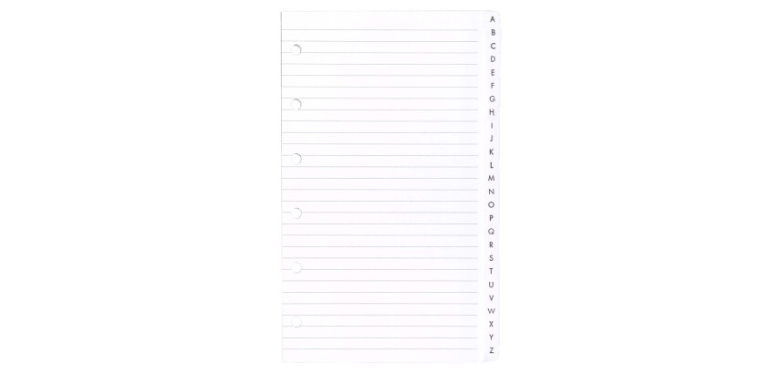 Agenda Moderne - Recharge Répertoire alphabétique tranche dorée - FEUILLES REPERTOIRE A-Z 0813 - 8,5x13 cm