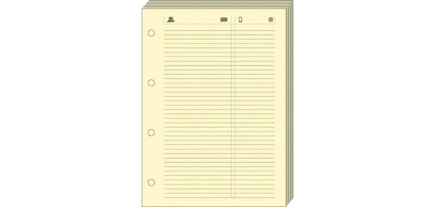 Quo Vadis - Recharge Organiseur - FEUILLES TELEPHONE T14 ivoire 8x12,5 cm Papier Clairefontaine ivoire
