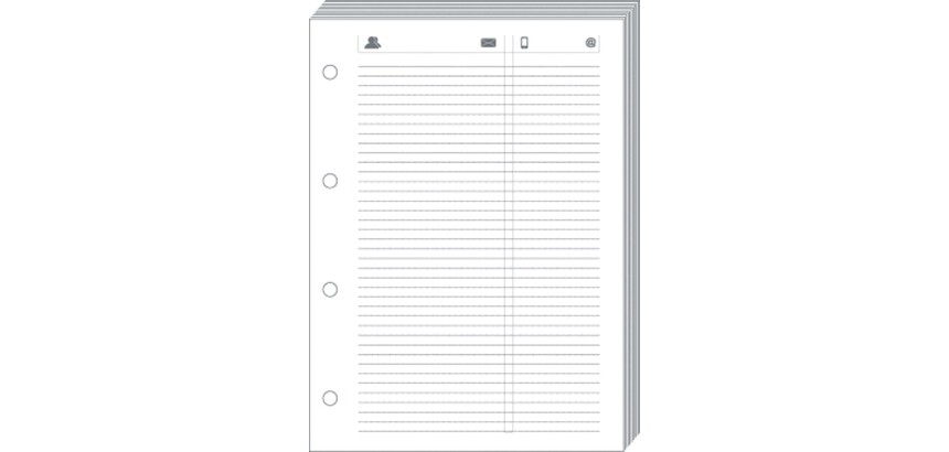 Quo Vadis - Recharge Organiseur - FEUILLES TELEPHONE T17 Blanc - 10x17 cm